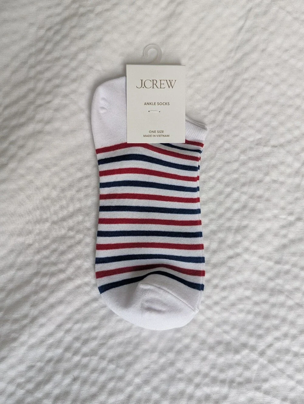 NWT J. Crew Women's Red White & Blue Striped Ankle Socks One Size